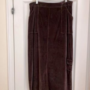 J. JILL Espresso brown velvet cargo long skirt Size L